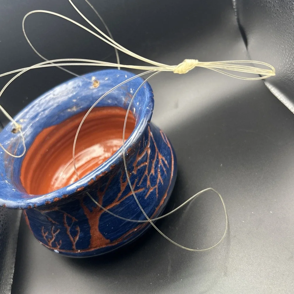 VTG Handmade Hanging Pottery Pot Planter 3 1/2